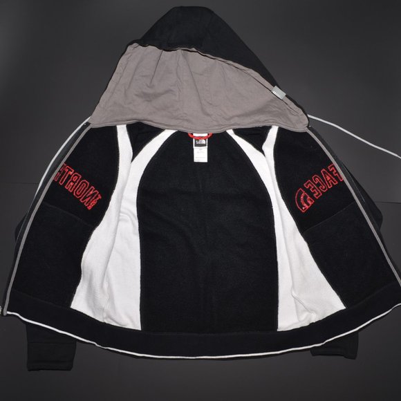 The North Face Hooded Sweatshirt Womens Small Black White Embroidered Spellout - Picture 3 of 8